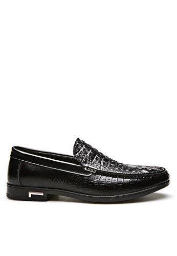 Twenty Eight Shoes black Crocodile Pattern Embossed Lather Loafer VMC26198 F38DDSH00FCBFDGS_1