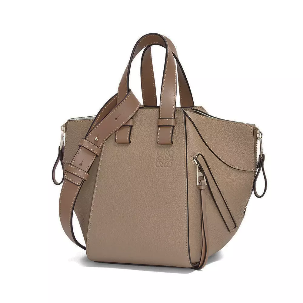 Hammock Compact Bag Soft Grained Calfskin Sand