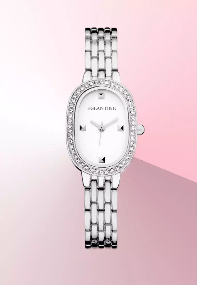 La Niçoise Ladies Silver Color Alloy Quartz Watch, White Dial, Stainless Steel Bracelet