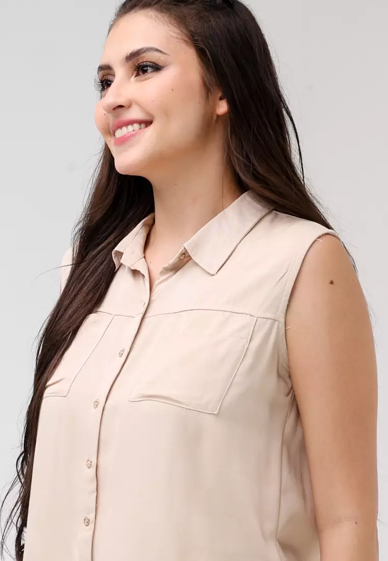 Single Twill Woven Sleeveless Blouse