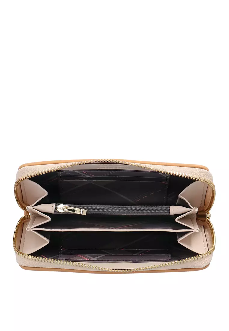CR Monogram in Cream Zip Wallet - Beige