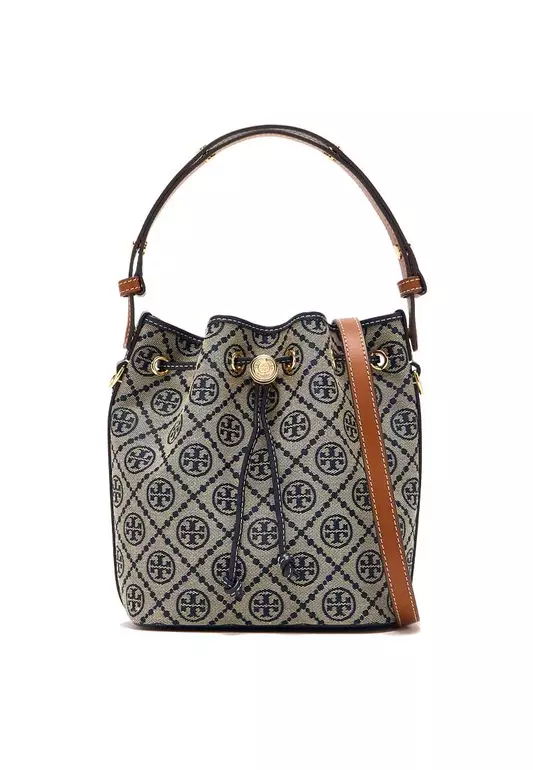 T Monogram Bucket Bag Tory Navy 166414