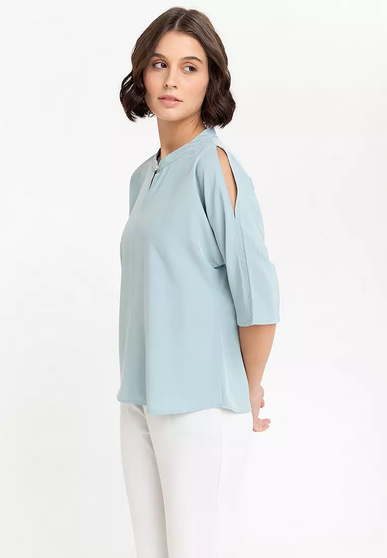 Leith Batwing Blouse with Shoulder Slit