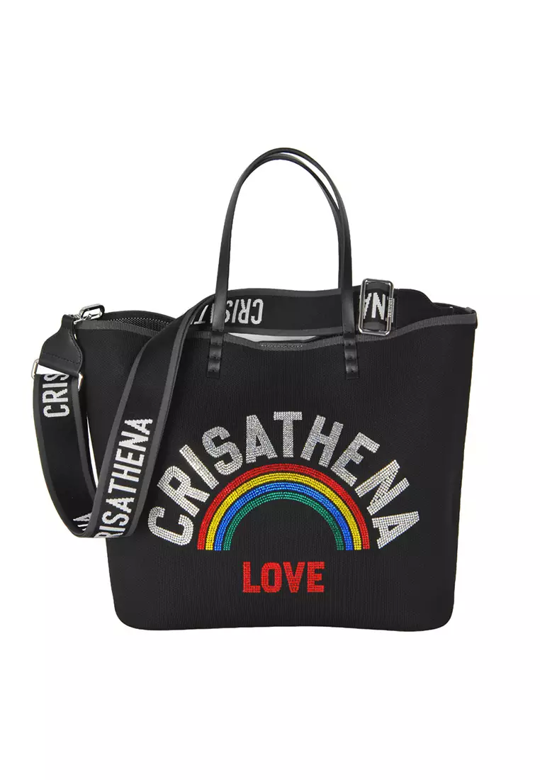Glam Rainbow Large Tote Bag in BLACK