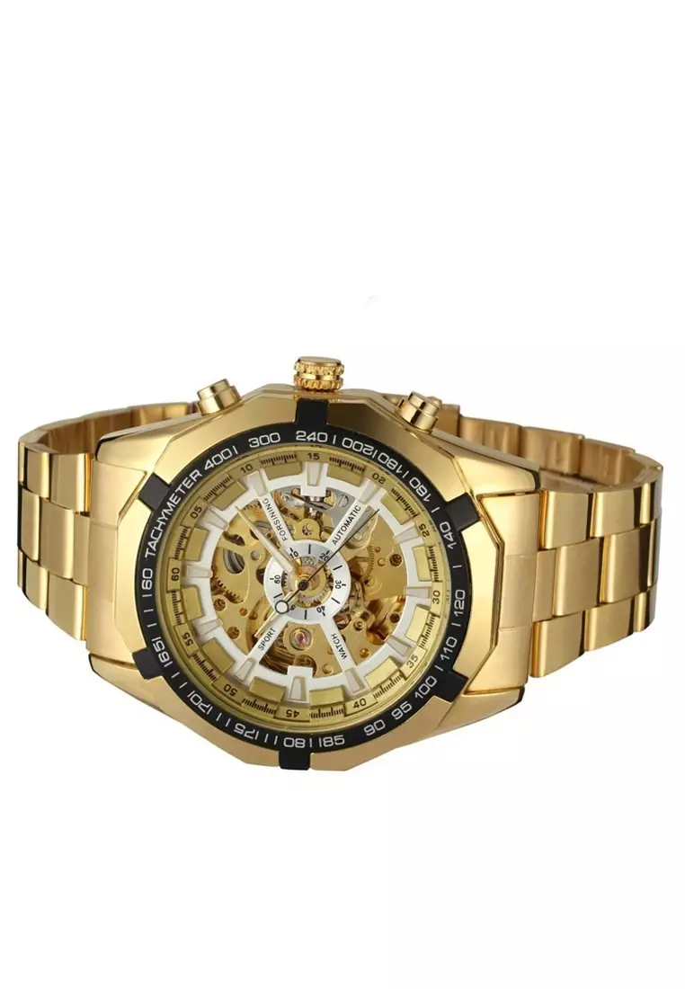 Jam Tangan Kasual Mechanical Luxury Pria Strap Tali Material Stainless Steel OP55 ORIGINAL