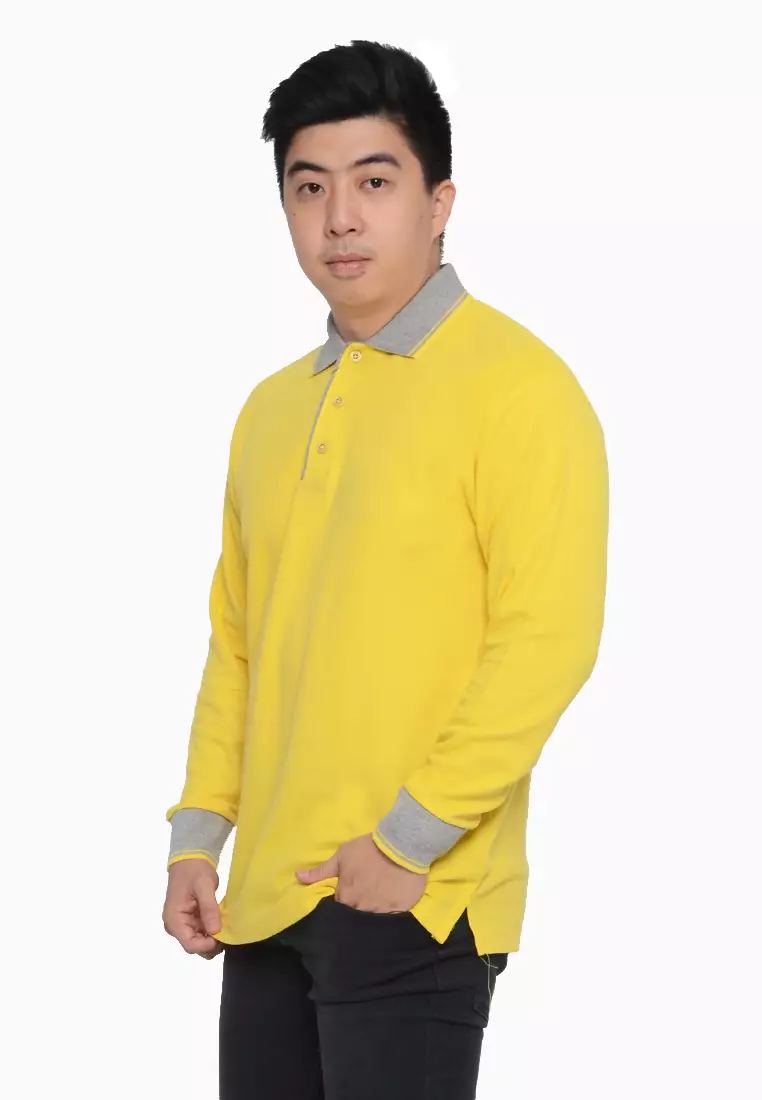Andre Michel Kaos Polo Shirt Lengan Panjang Kerah Abu Kuning 933-50
