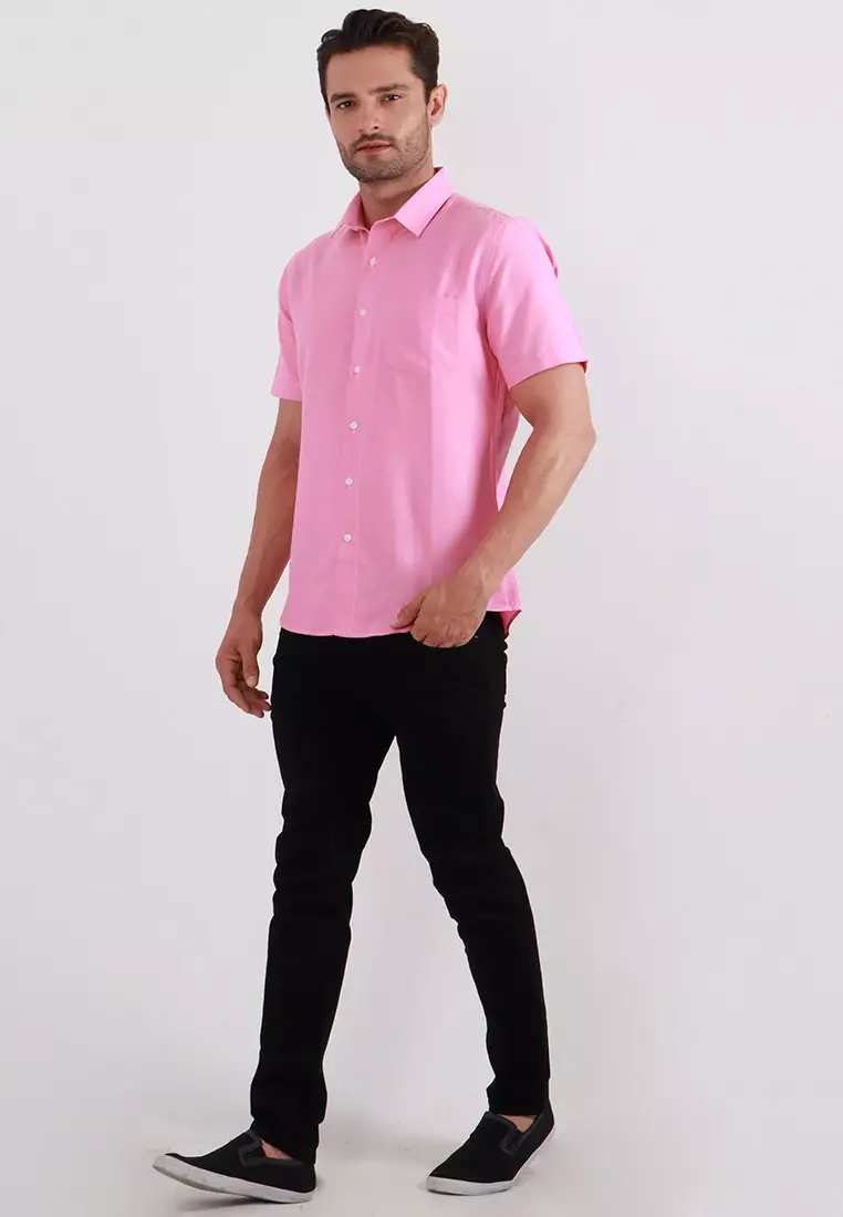 MAGINOT OXFORD PINK 1.0 Kemeja Casual Slim Fit Lengan Pendek