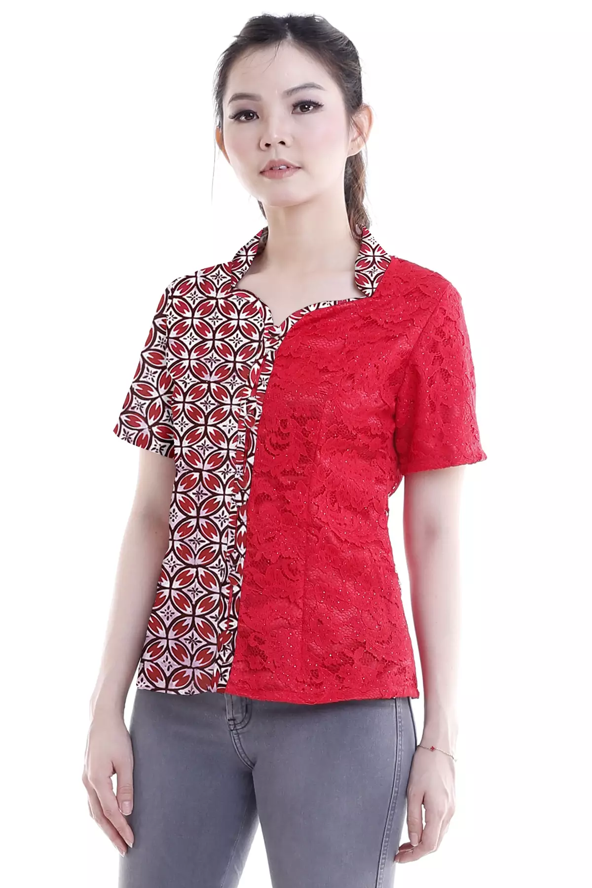 Martha Kawung Merah Batik Blouse