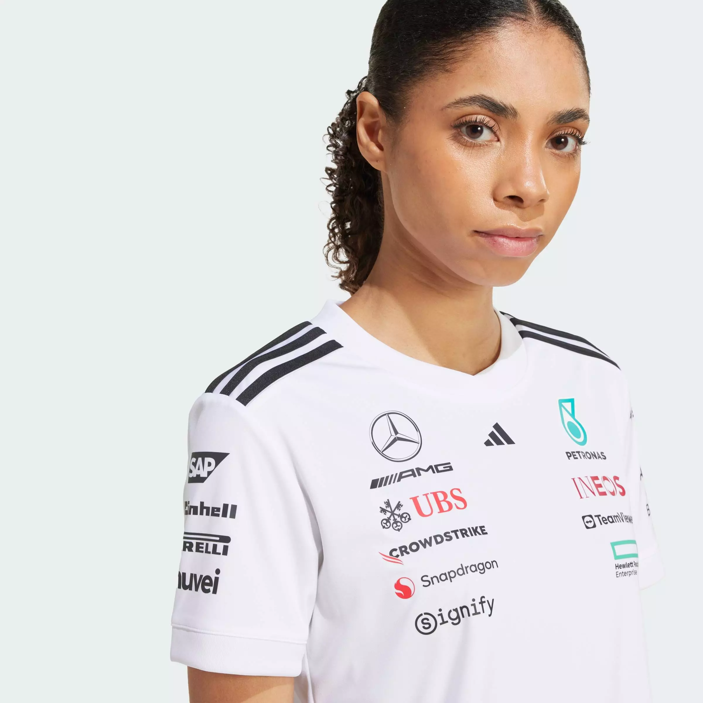 Motorsport MERCEDES - AMG PETRONAS FORMULA ONE TEAM DRIVER JERSEY Women White JX5799