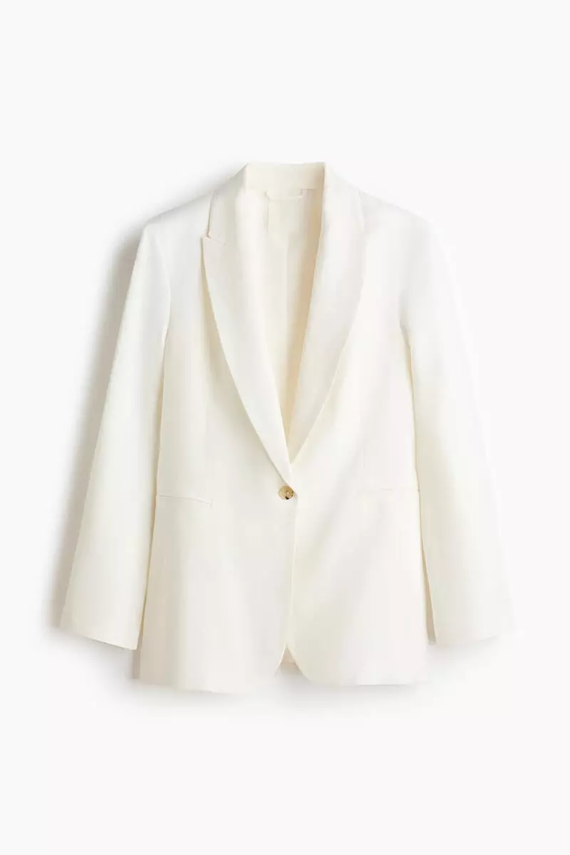 Linen-blend blazer