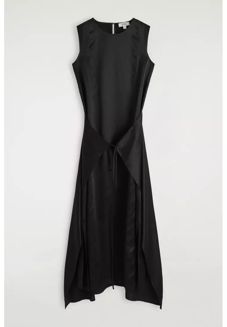WRAP-FRONT SILK MAXI DRESS