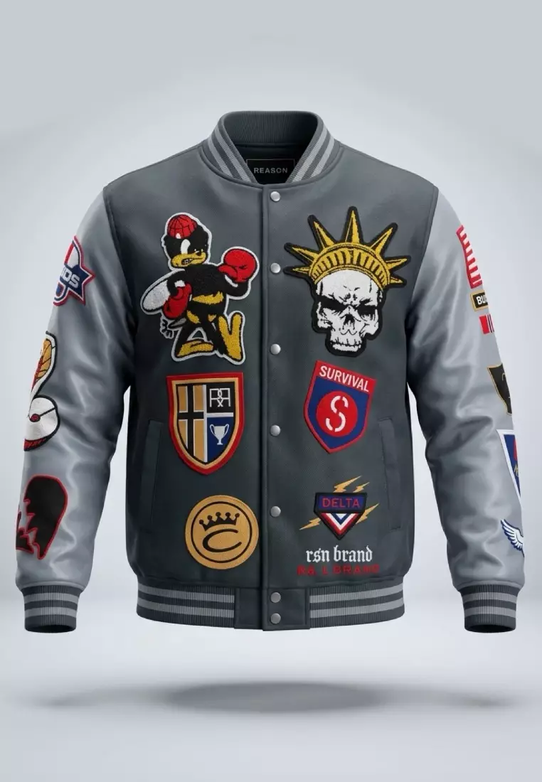 NYC Streetwear - Fearless Varsity Jacket - Grey
