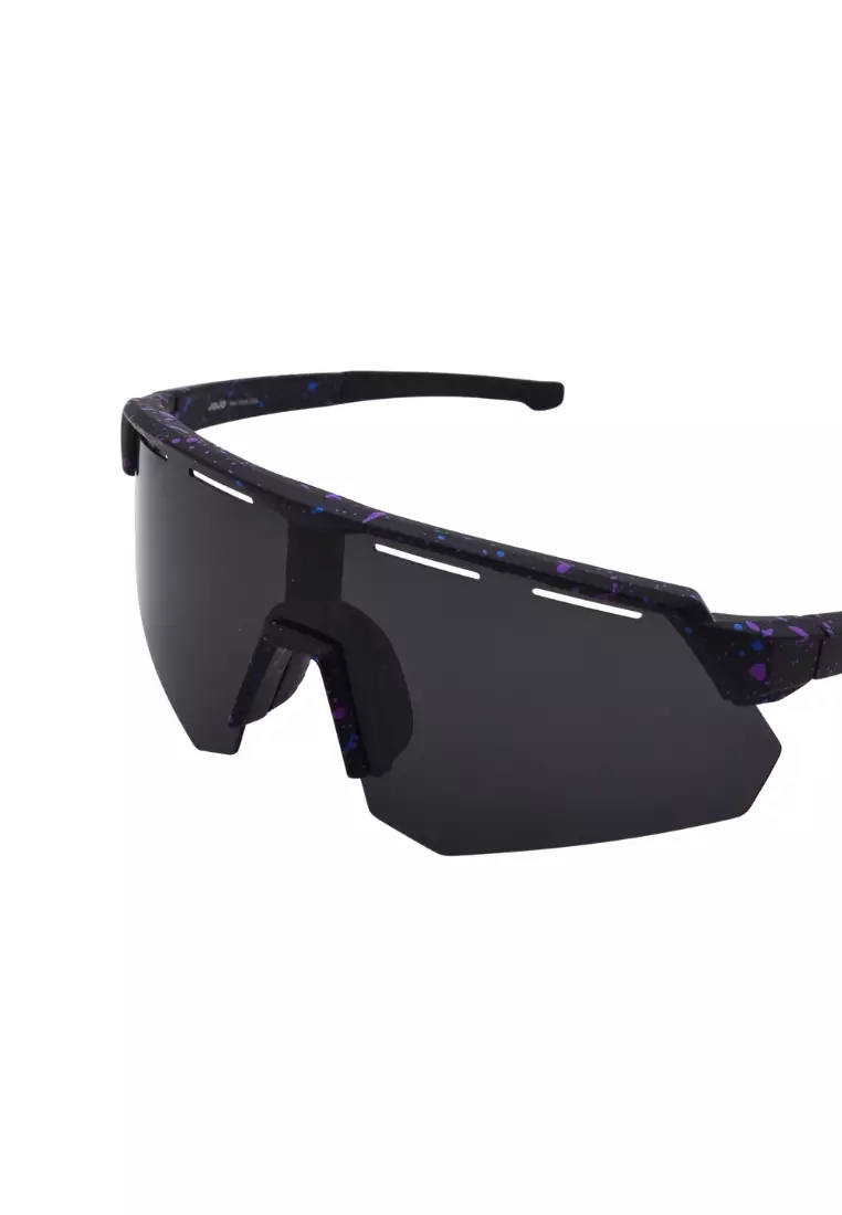 Oversized Angular Semi Frameless One Piece Lens with Vents Polarized Sunglasses
