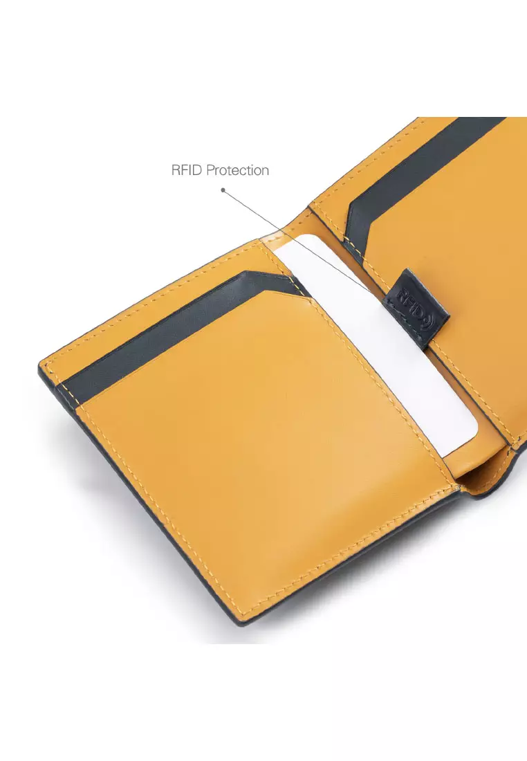 Maverick & Co. Cosmopolitan Pocket Leather Wallet (Navy & Orange)