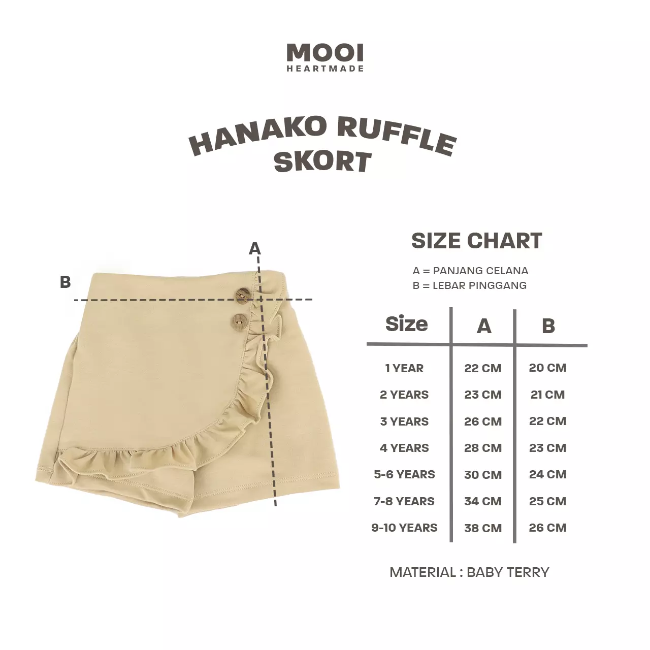 Mooi Rok Celana Skort Anak Perempuan Hanako Ruffle Skort - Berry Red
