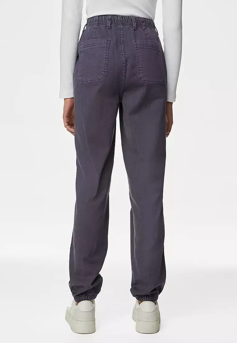 Cotton Blend Slim Fit Ankle Grazer Joggers