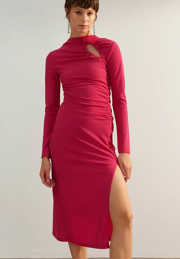 Cut Out Slit Midi Dress