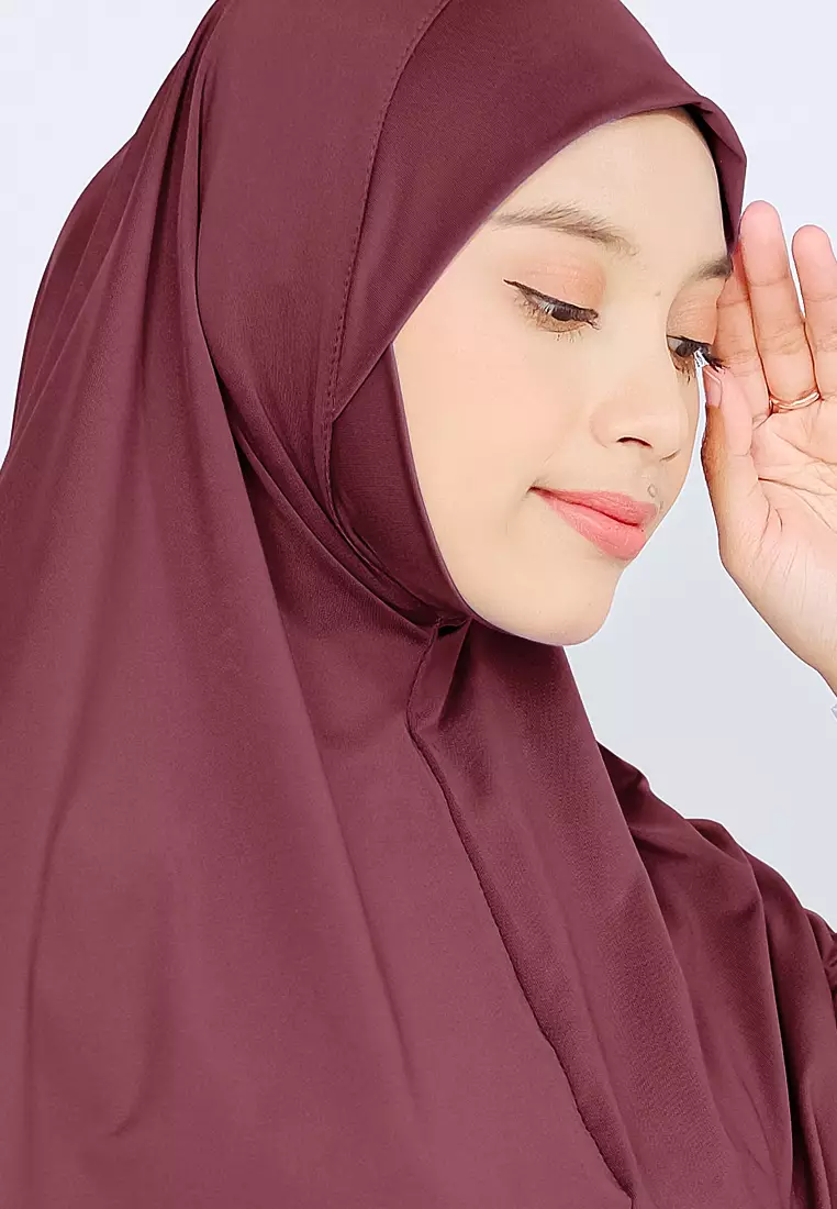 Cotton Bee - Kalea Bergo | Hijab Instan Malay | Jilbab Soft Pad Dagu - Red