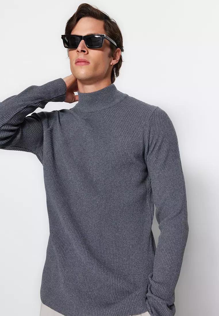 Fitted mock neck sweater shop
