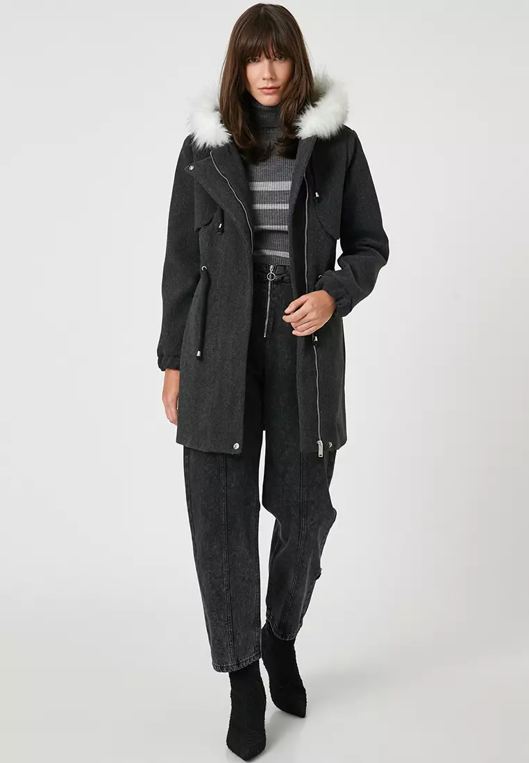 Faux Fur Hooded Coat