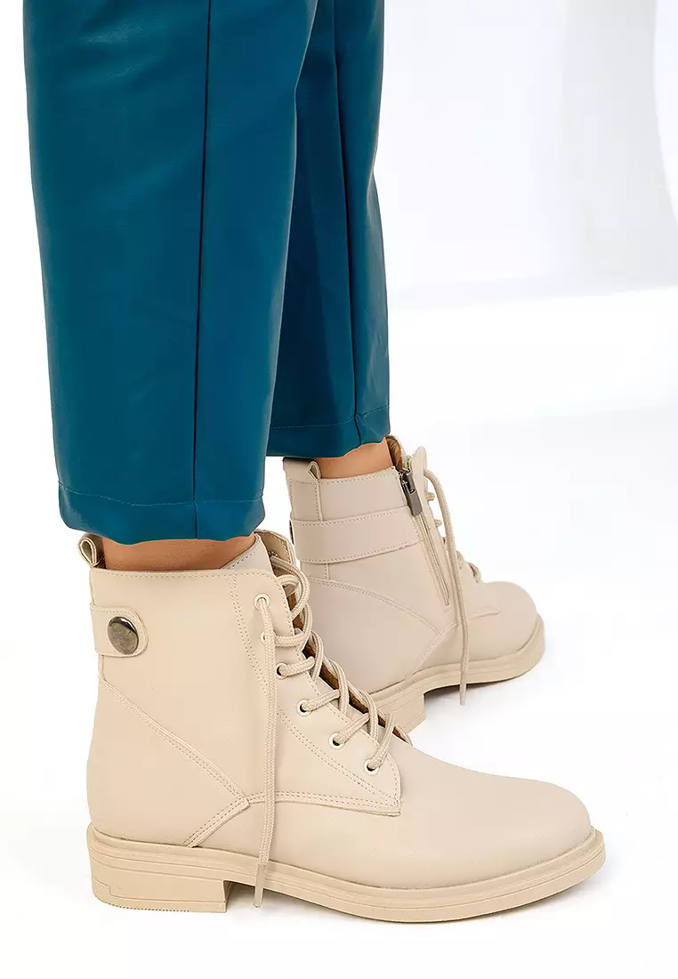 Round Toe Combat Ankle Boots