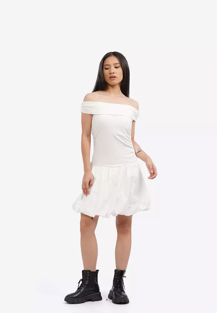 Off Shoulder Mini Balloon Dress