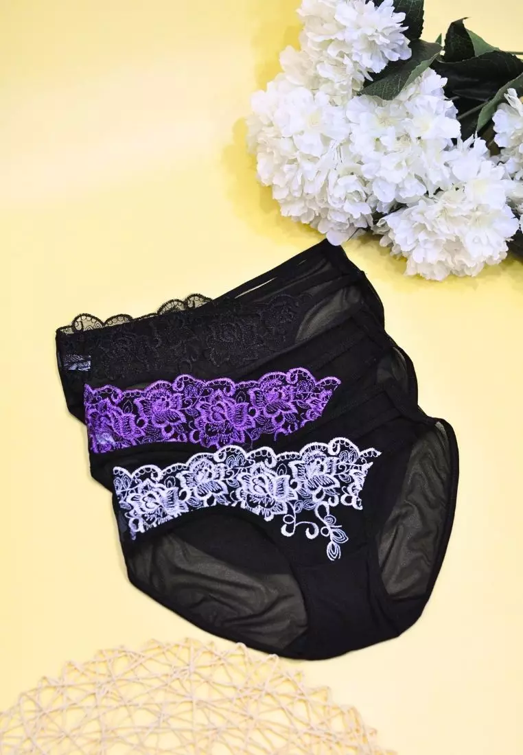 3 Pack Daphne Brief Sexy Lace Panties Bundle B