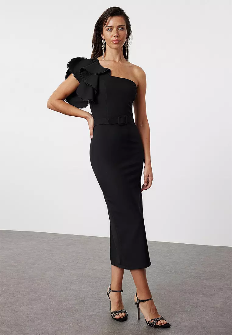 Buy Trendyol One Shoulder Ruffle Dress 2025 Online ZALORA