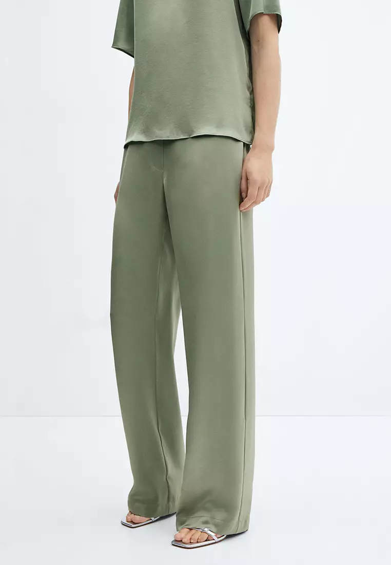 Satin trousers with elastic waist