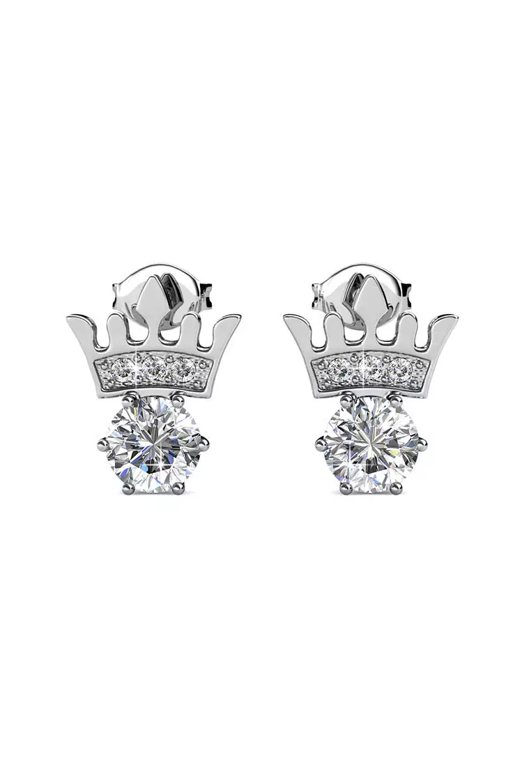 Crown Jewel White Gold - Anting Crystal by Her Jewellery