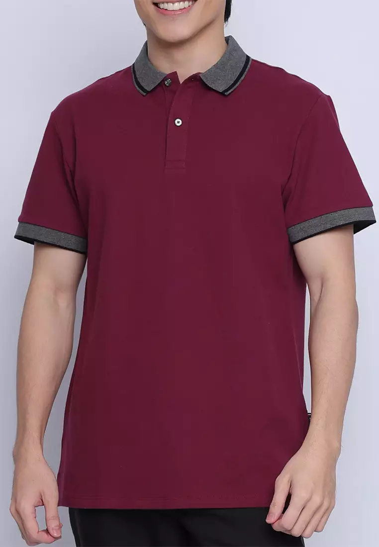 Plain Color Block Pique Polo Shirt