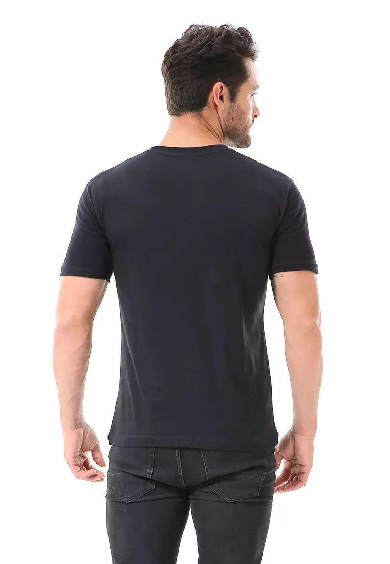 Aisley Atasan Pria Kaos Polos Lengan Pendek Casual T-Shirt Desain Simple Material Cotton ORIGINAL - Black