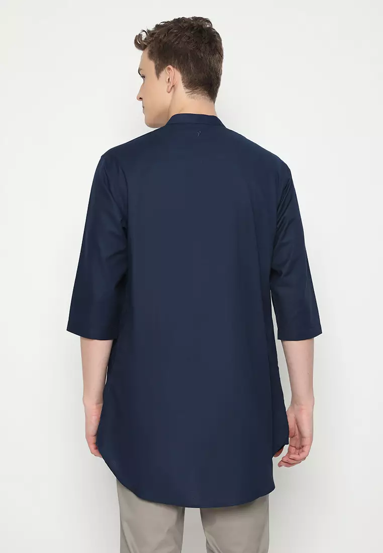 JOBB Hasbi Baju Koko Pria Lengan Pendek Regular Fit Navy