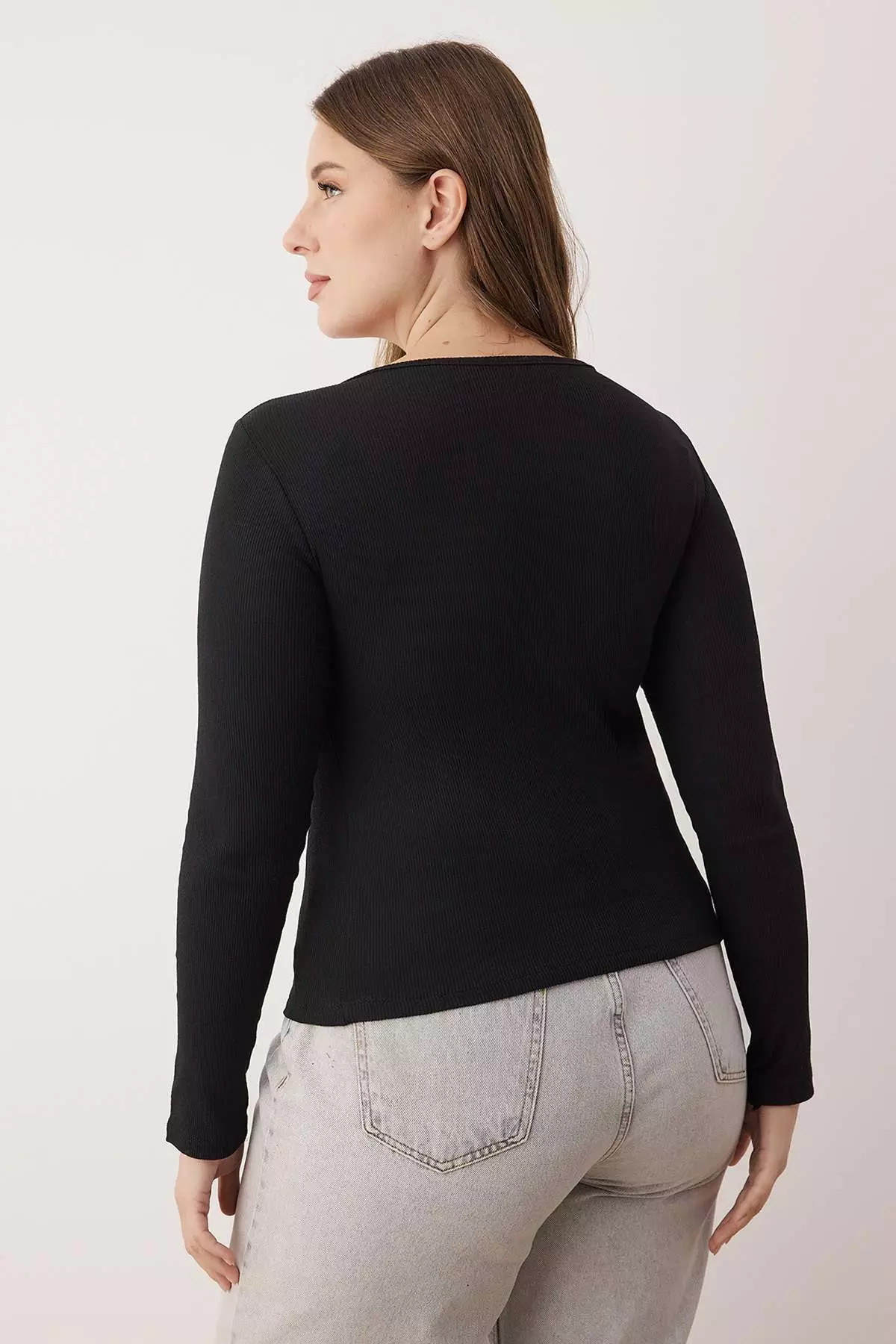 Black Camisole Crop Knitted Plus Size Blouse Tbbaw26Af00057