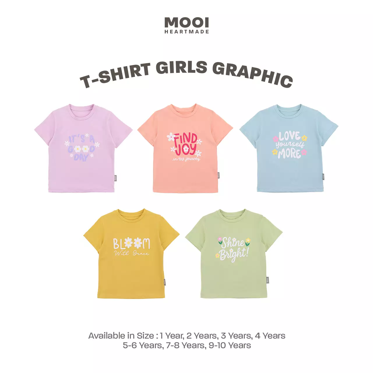 Mooi Kaos Anak Perempuan T-shirt Girls Graphic - Tea Green
