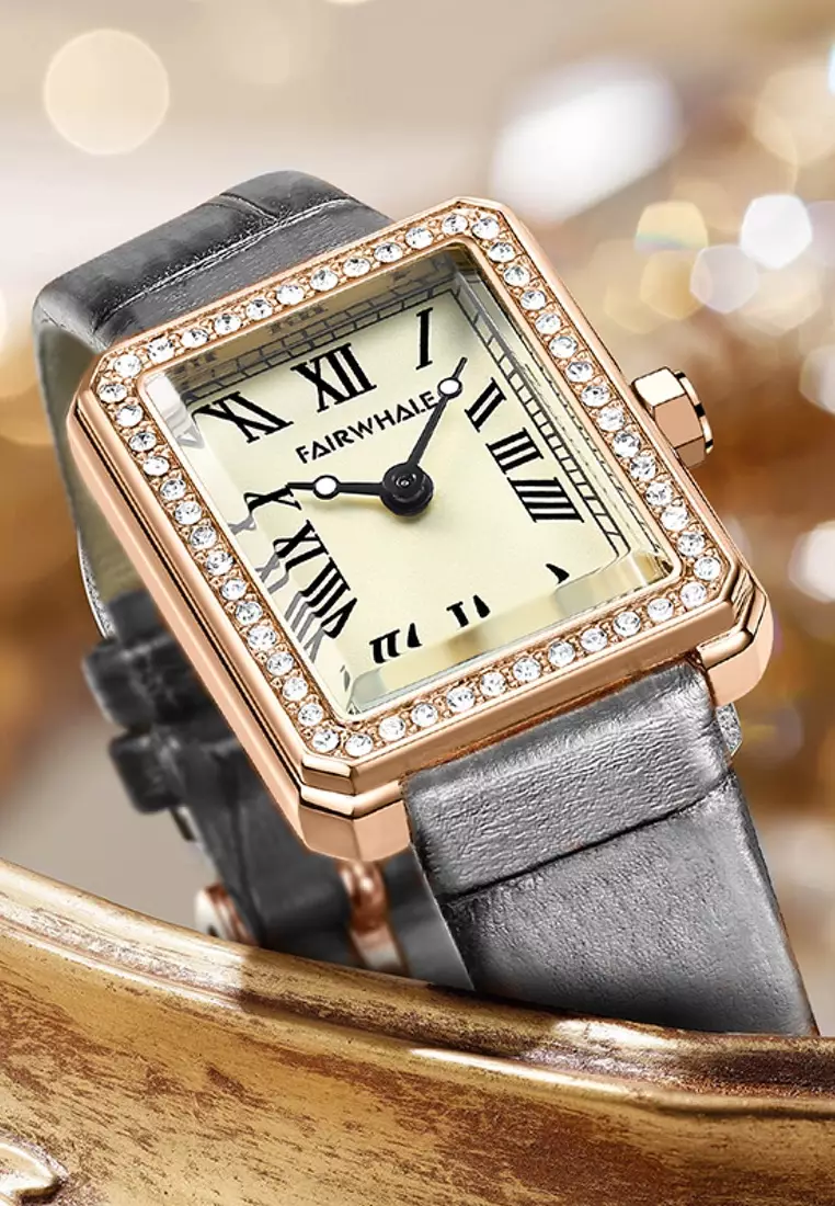 Zalora Exclusive - Ladies IP Rose Gold and Stainless Steel Quartz Watch, 23mm Watch Case Height, Back Leather Strap