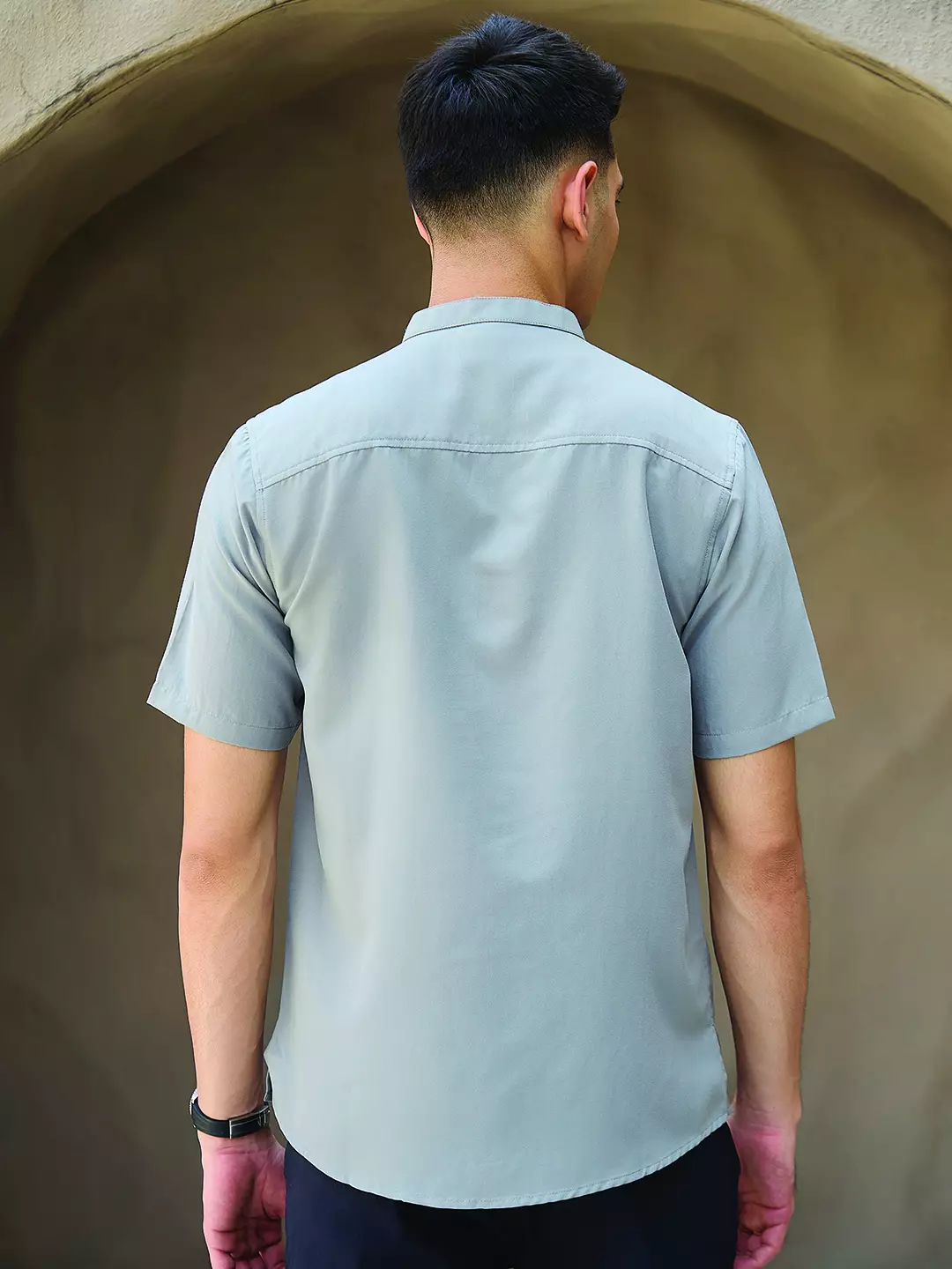 OXCON Kemeja koko Tangan Pendek Bordir Baiq Mid Grey