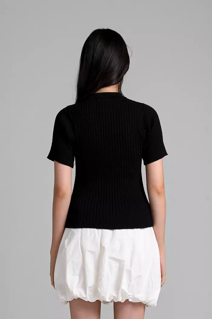 COTTONINK Studio - Atasan Knit Rajut Wanita Black Adrienna #HolidayCollection