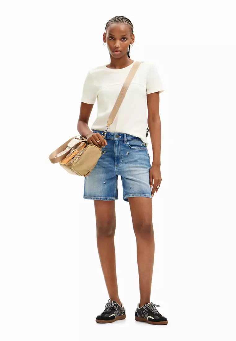 Desigual Pearl Harbour Shorts Donna, Pantaloni Corti Floreali In Tencel™ Beige, Taglia S, Bermuda Con Cintura - 5