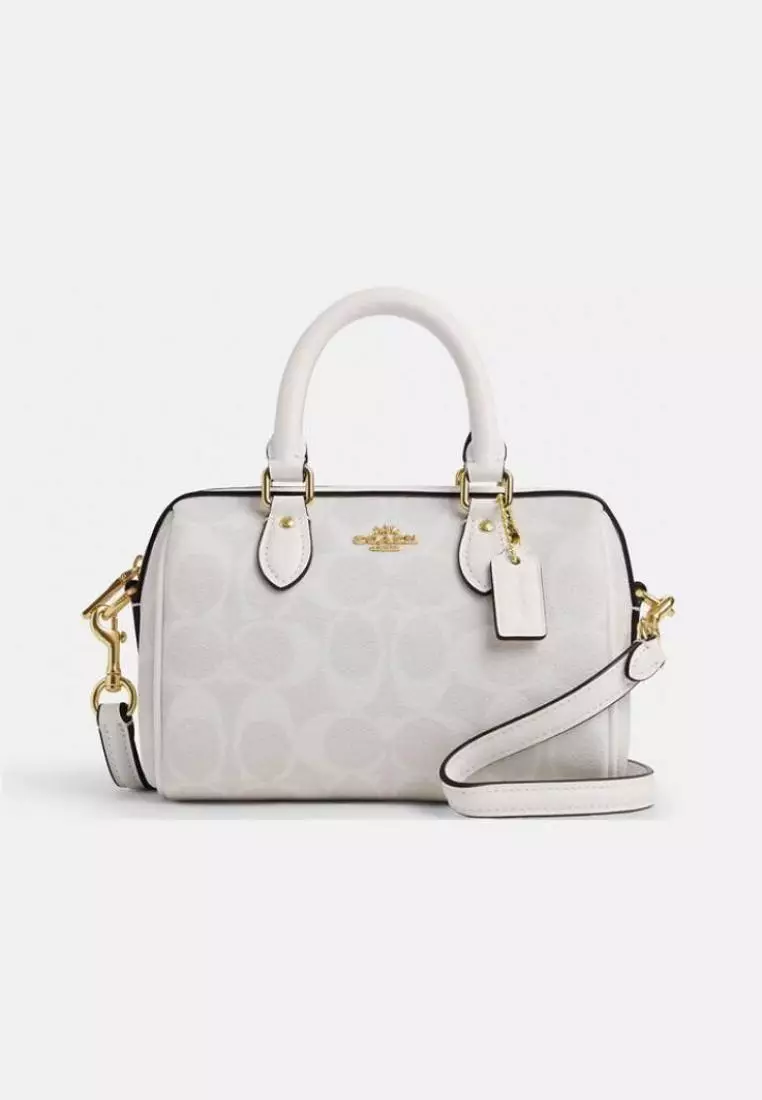 Coach Mini Rowan Crossbody In Signature Canvas Glacier White