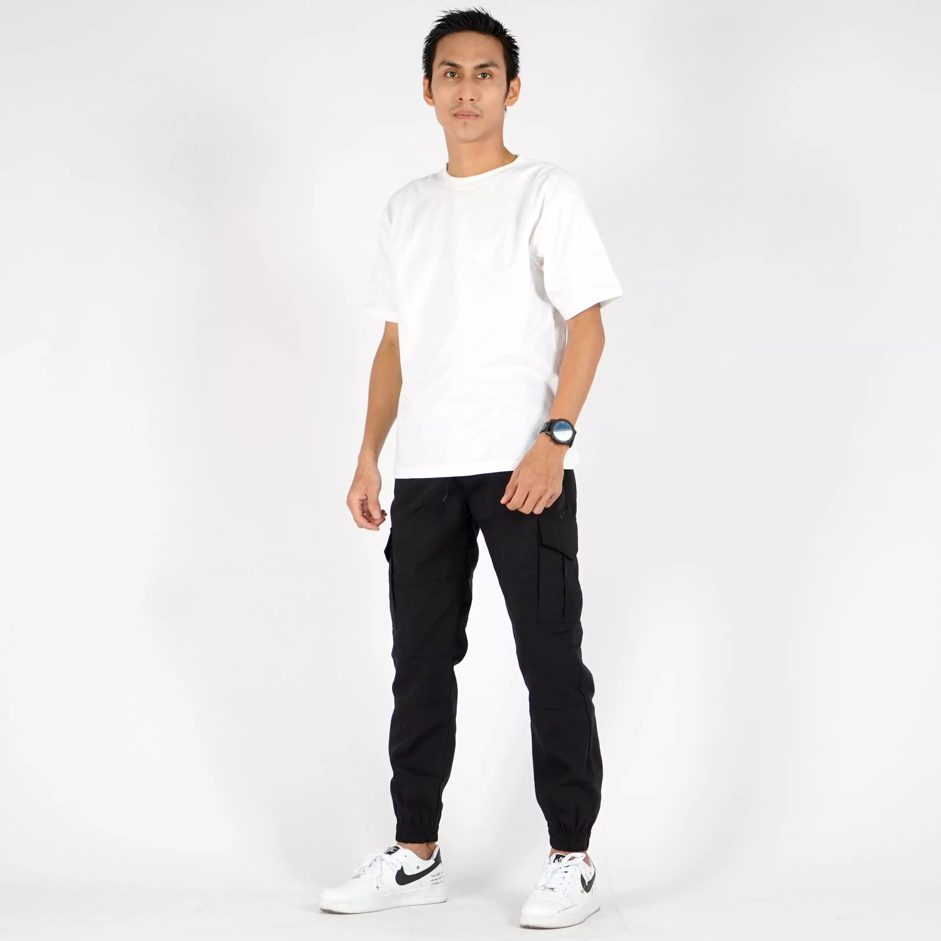  DAVE Celana Cargo Hitam Cargo Jogger Pants Celana Kargo Joger Pria - HITAM