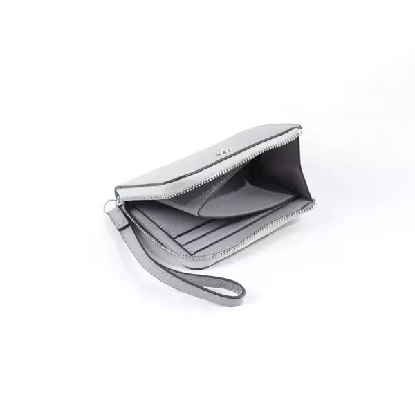 Dompet TORY BURCH BLAKE GHW IVORY LIGHT GREY ZIP WALLET 100% ORIGINAL