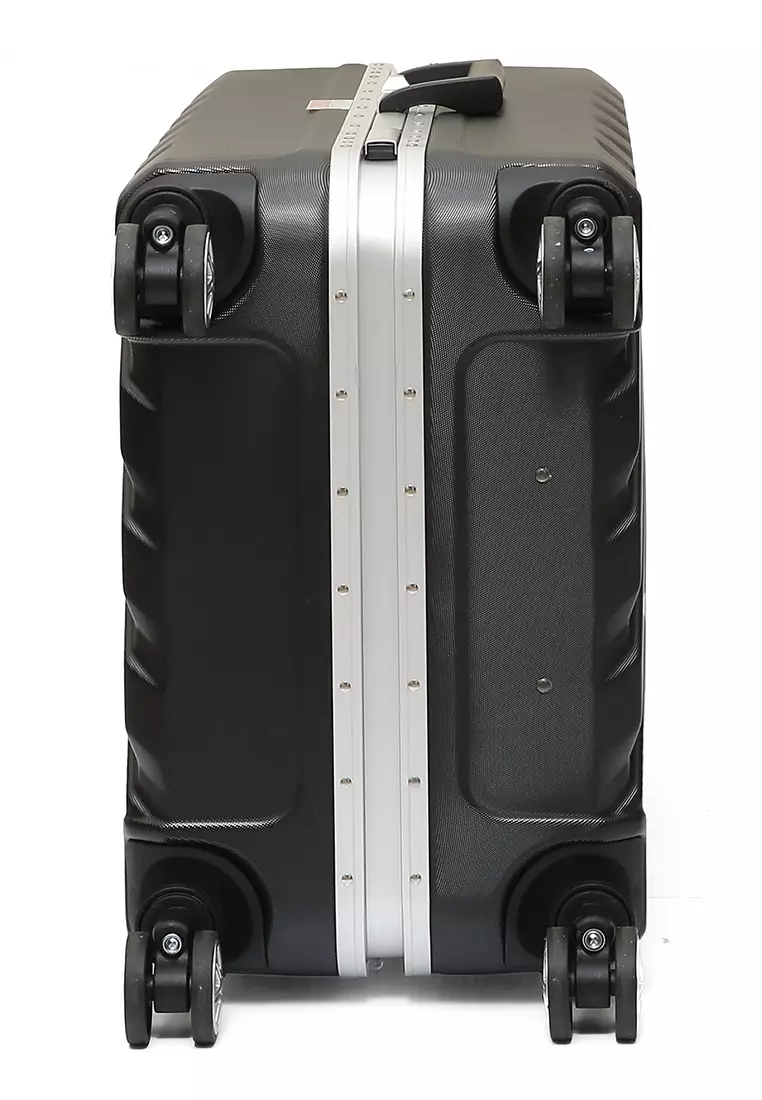 Pervaiz Koper Alumunium Frame Unisex Size 26 Inch TSA Lock System Suitcase Material Polycarbonate ORIGINAL - Black