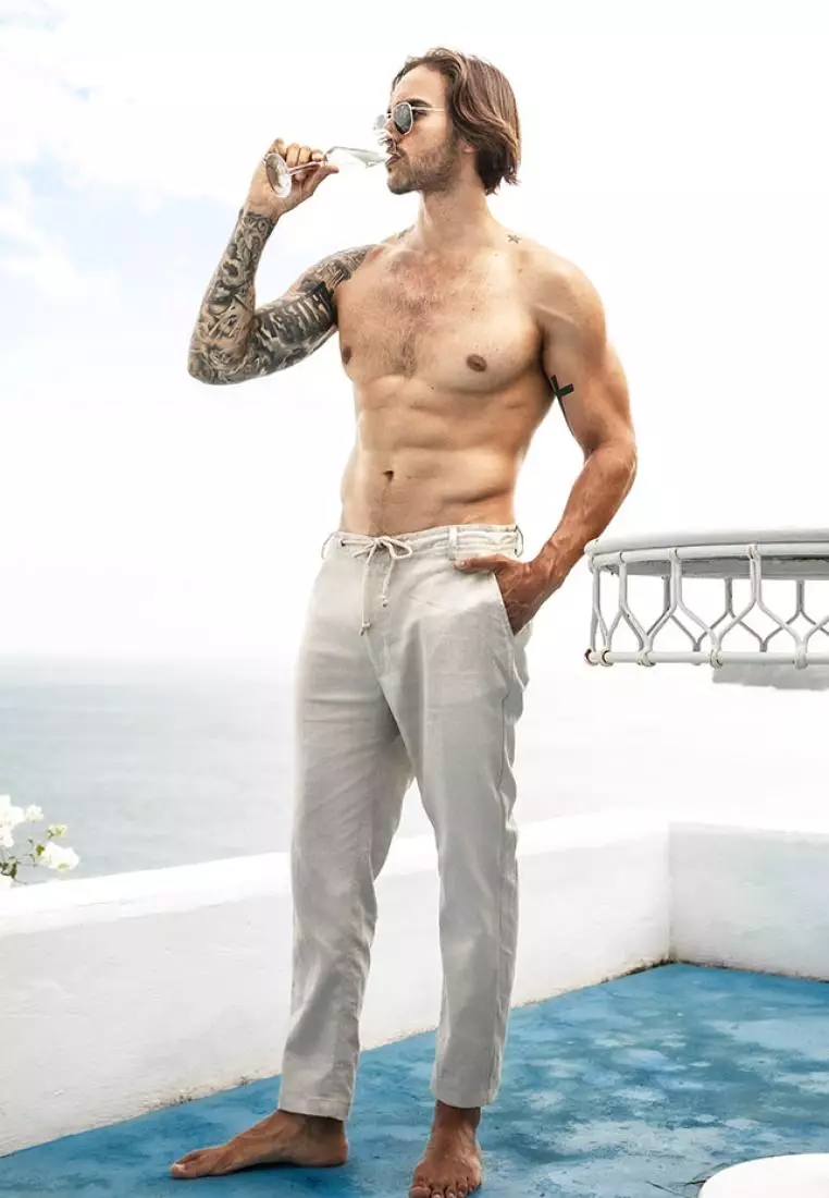 Bondi Celana Panjang Linen Pria Cream | Linen Long Pants Men Cream