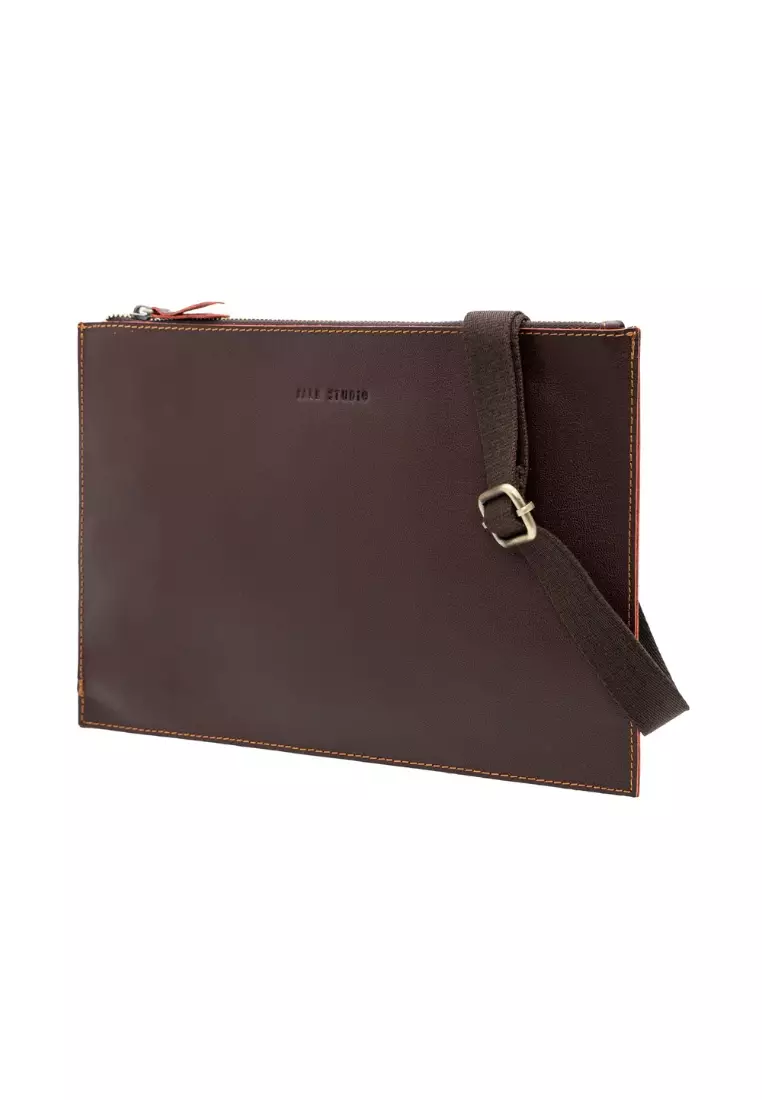 Grain Leather Crossbody Hand Carry Clutch Bag