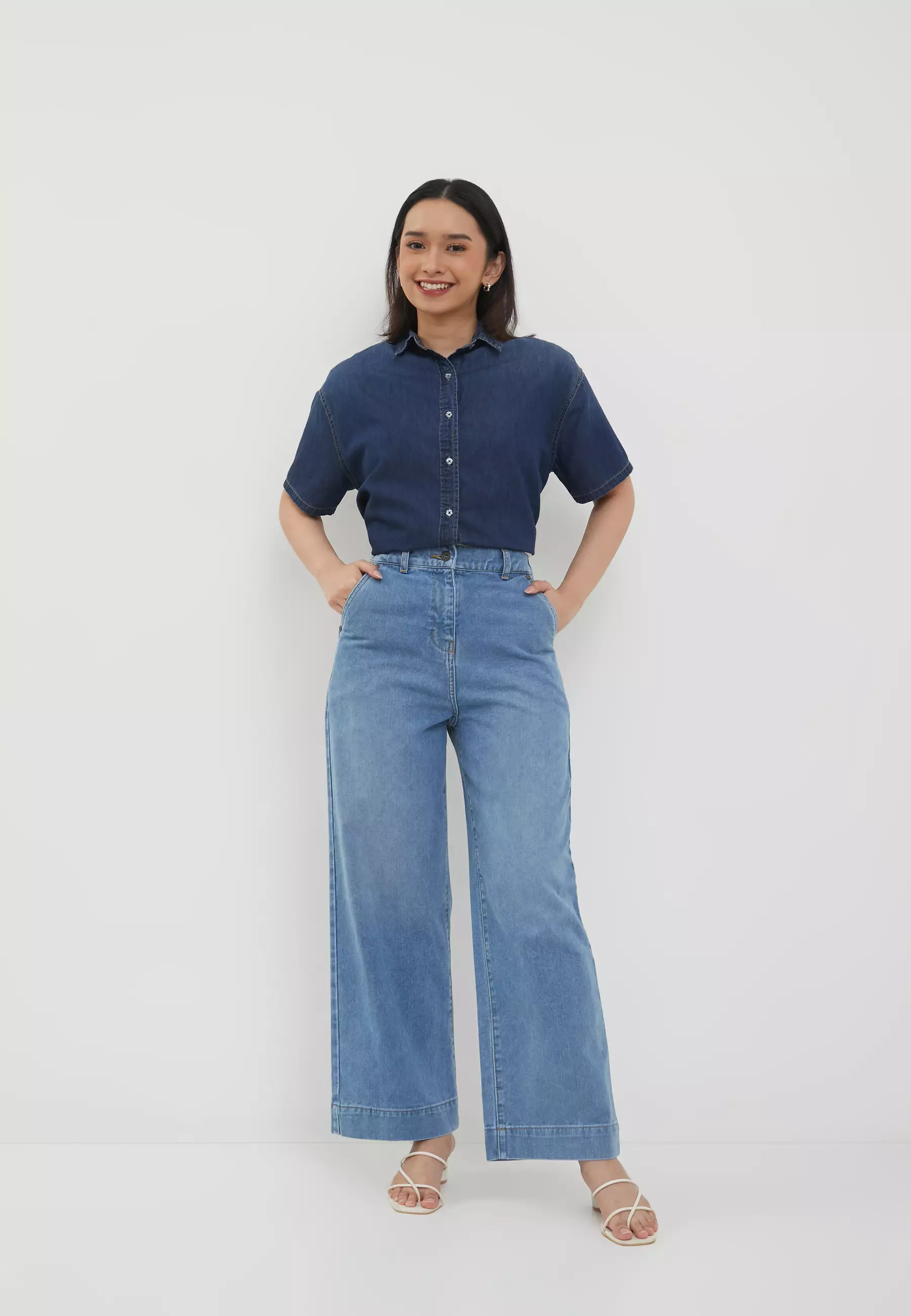 Wide Leg Jeans Light Blue Denim (G.3406)