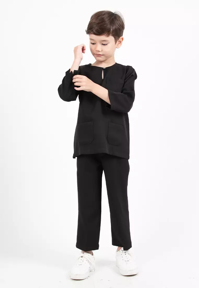 Alain Delon Slim Fit Baju Johor Ayah Anak Sedondon set - 19024504A-99Black