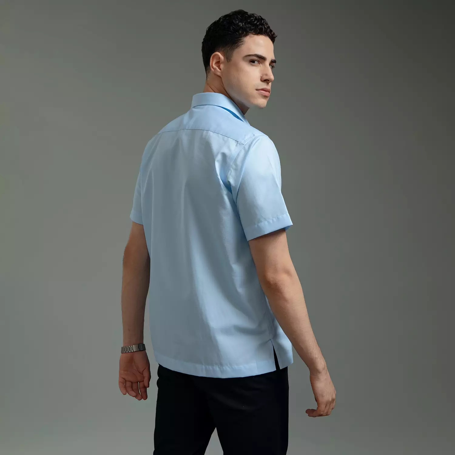 Kemeja Lengan Pendek Guy Laroche Iced Cerulean - Light Blue Cotton Blend Smart Casual