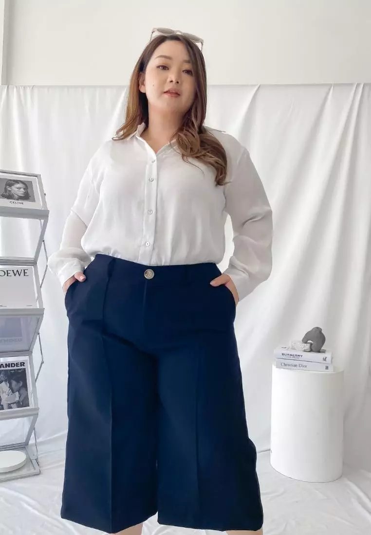 Plus Size Cullote Pants Marche Navy