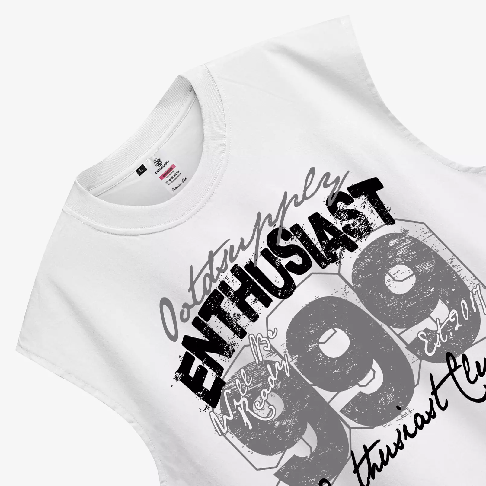 OOTDSUPPLY Oversize Sleeveless Triple Nine White & Dark Grey l Kaos Oversize Singlet019